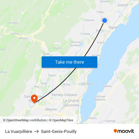 La Vuarpillière to Saint-Genis-Pouilly map