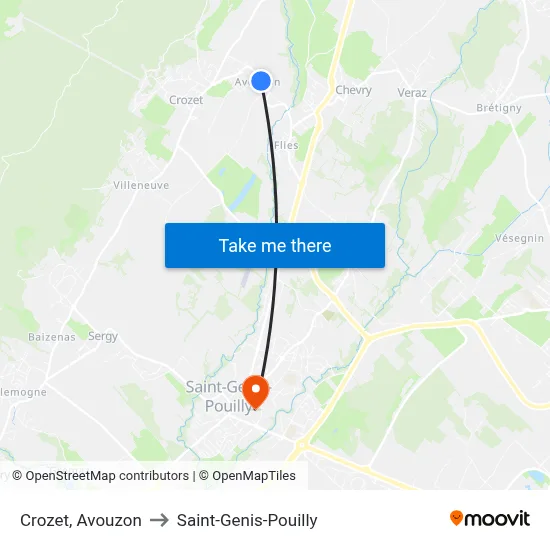 Crozet, Avouzon to Saint-Genis-Pouilly map