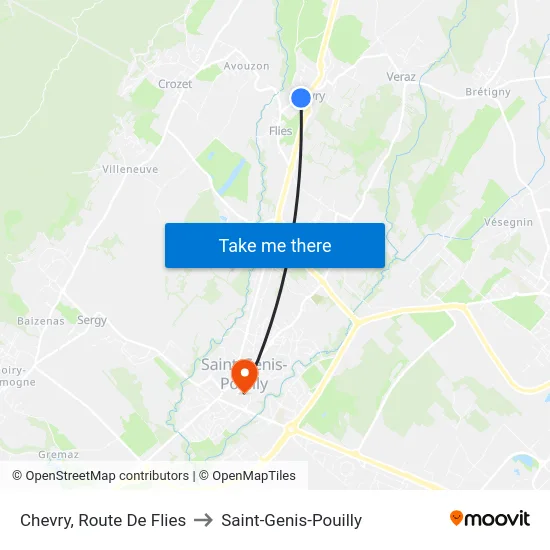 Chevry, Route De Flies to Saint-Genis-Pouilly map