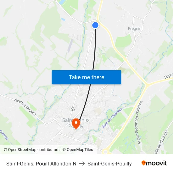 Saint-Genis, Pouill Allondon N to Saint-Genis-Pouilly map