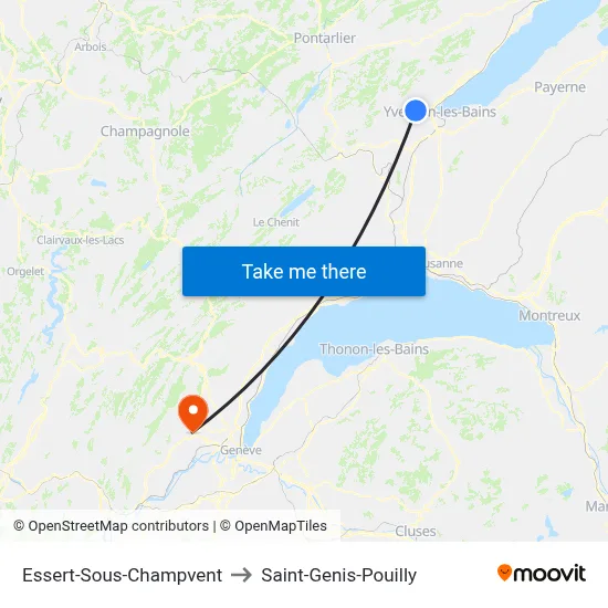 Essert-Sous-Champvent to Saint-Genis-Pouilly map