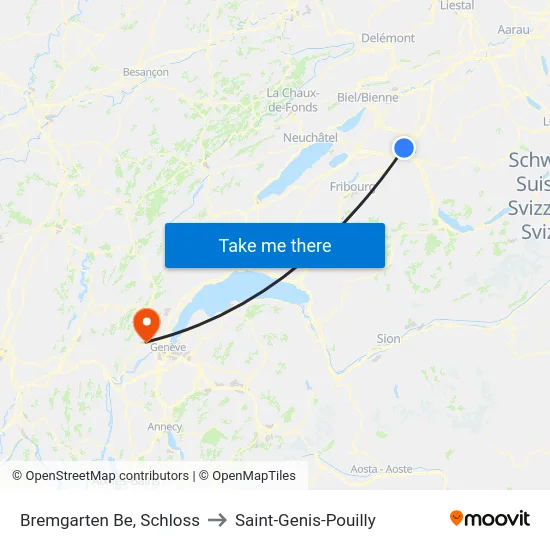 Bremgarten Be, Schloss to Saint-Genis-Pouilly map