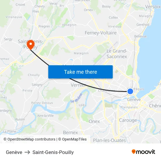 Genève to Saint-Genis-Pouilly map