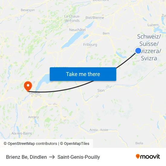 Brienz Be, Dindlen to Saint-Genis-Pouilly map