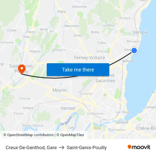 Creux-De-Genthod, Gare to Saint-Genis-Pouilly map