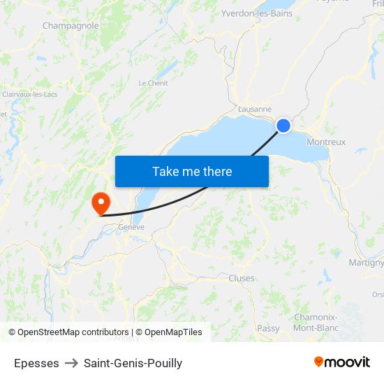 Epesses to Saint-Genis-Pouilly map