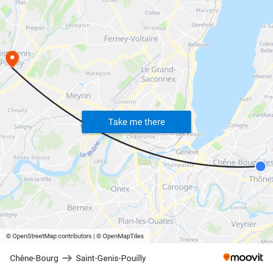 Chêne-Bourg to Saint-Genis-Pouilly map