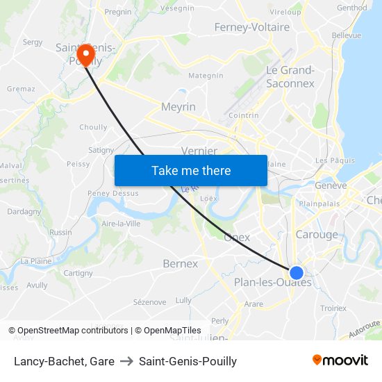 Lancy-Bachet, Gare to Saint-Genis-Pouilly map