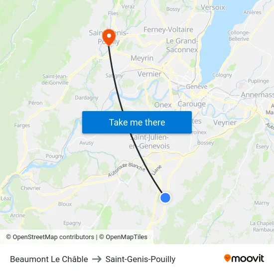 Beaumont, Le Châble to Saint-Genis-Pouilly map