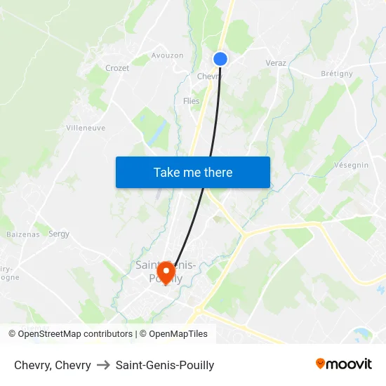 Chevry, Chevry to Saint-Genis-Pouilly map