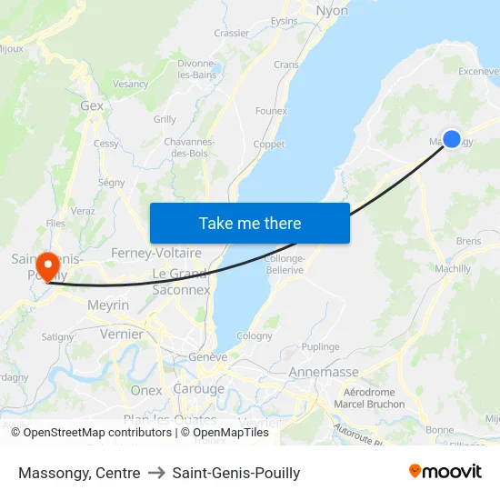 Massongy, Centre to Saint-Genis-Pouilly map