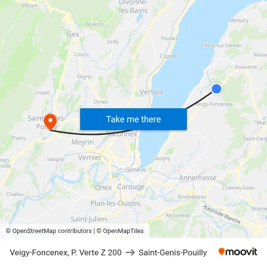 Veigy-Foncenex, P. Verte Z 200 to Saint-Genis-Pouilly map