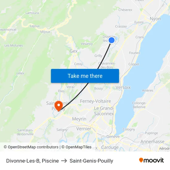 Divonne-Les-B, Piscine to Saint-Genis-Pouilly map