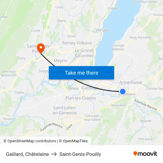 Gaillard, Châtelaine to Saint-Genis-Pouilly map