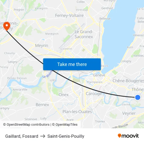 Gaillard, Fossard to Saint-Genis-Pouilly map