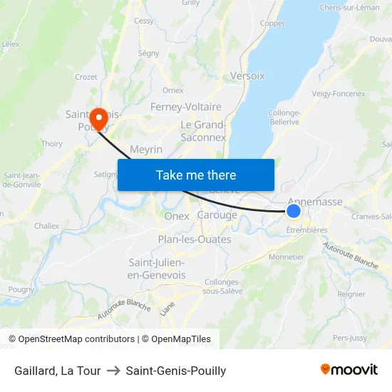 Gaillard, La Tour to Saint-Genis-Pouilly map
