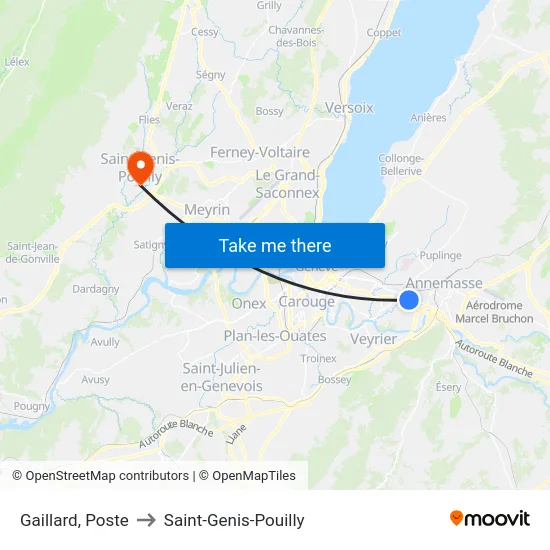 Gaillard, Poste to Saint-Genis-Pouilly map