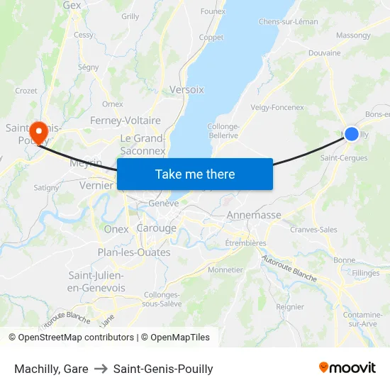 Machilly, Gare to Saint-Genis-Pouilly map