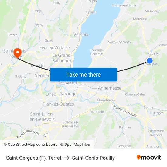 Saint-Cergues (F), Terret to Saint-Genis-Pouilly map