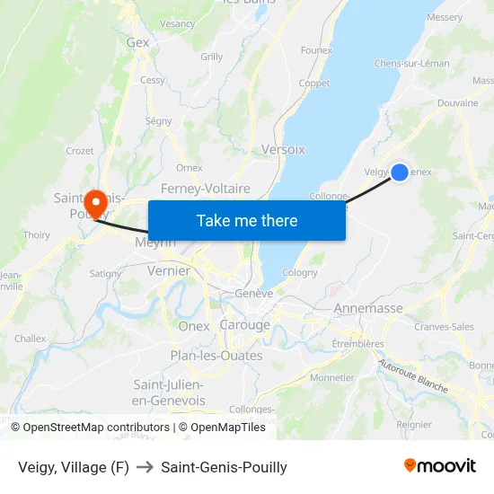 Veigy, Village (F) to Saint-Genis-Pouilly map