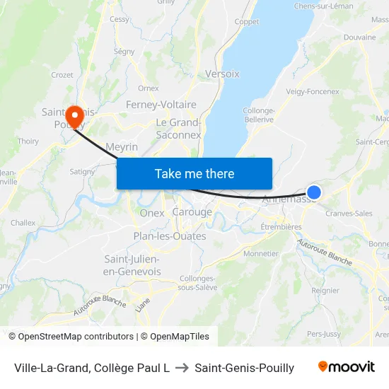 Ville-La-Grand, Collège Paul L to Saint-Genis-Pouilly map