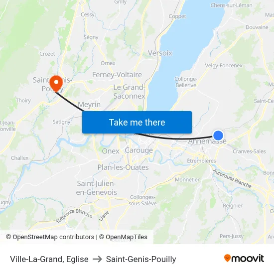 Ville-La-Grand, Eglise to Saint-Genis-Pouilly map