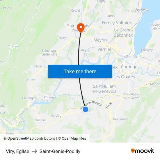 Viry, Église to Saint-Genis-Pouilly map