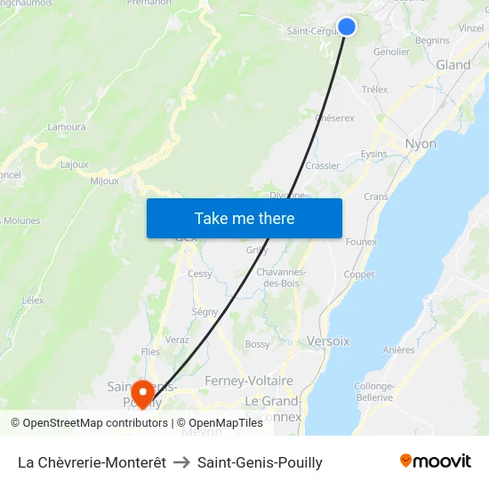 La Chèvrerie-Monterêt to Saint-Genis-Pouilly map
