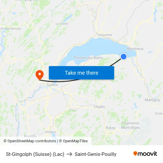 St-Gingolph (Suisse) (Lac) to Saint-Genis-Pouilly map
