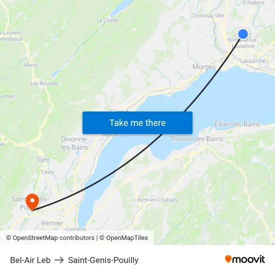 Bel-Air Leb to Saint-Genis-Pouilly map