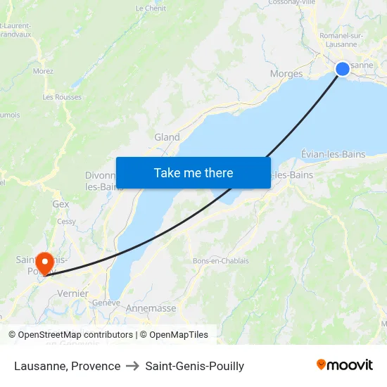 Lausanne, Provence to Saint-Genis-Pouilly map