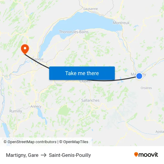 Martigny, Gare to Saint-Genis-Pouilly map