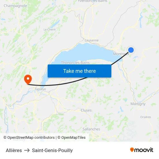 Allières to Saint-Genis-Pouilly map