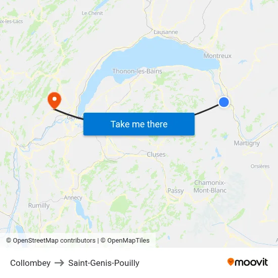 Collombey to Saint-Genis-Pouilly map