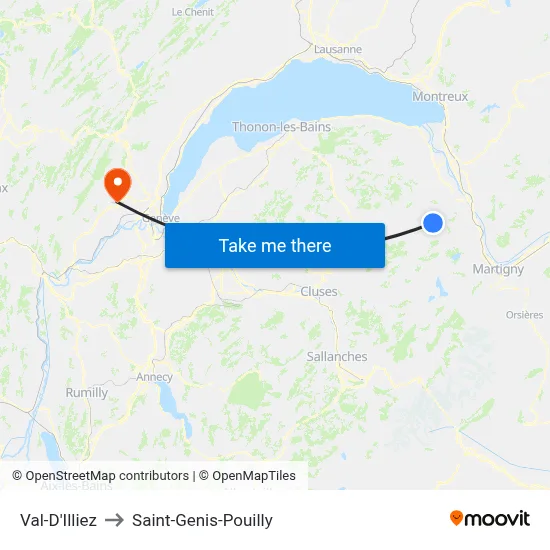 Val-D'Illiez to Saint-Genis-Pouilly map