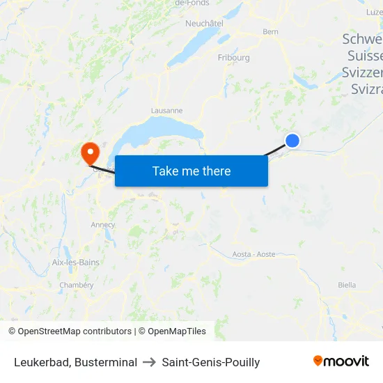 Leukerbad, Busterminal to Saint-Genis-Pouilly map