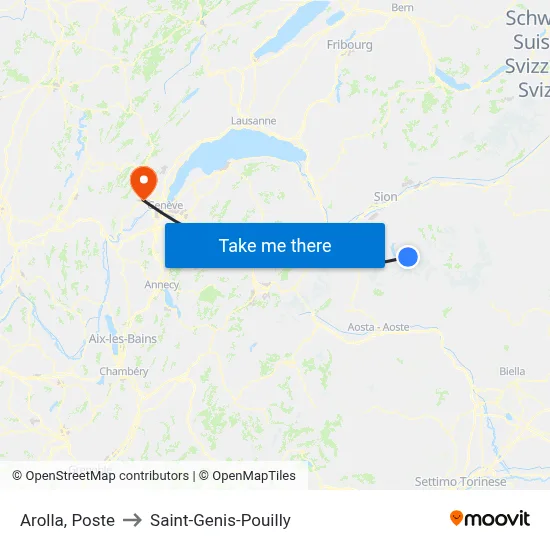 Arolla, Poste to Saint-Genis-Pouilly map