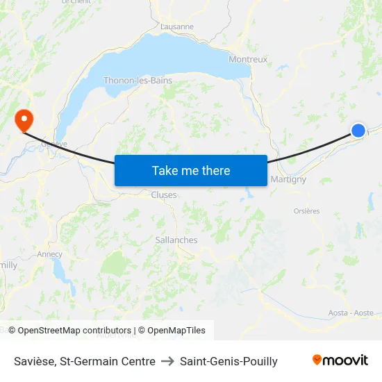 Savièse, St-Germain Centre to Saint-Genis-Pouilly map