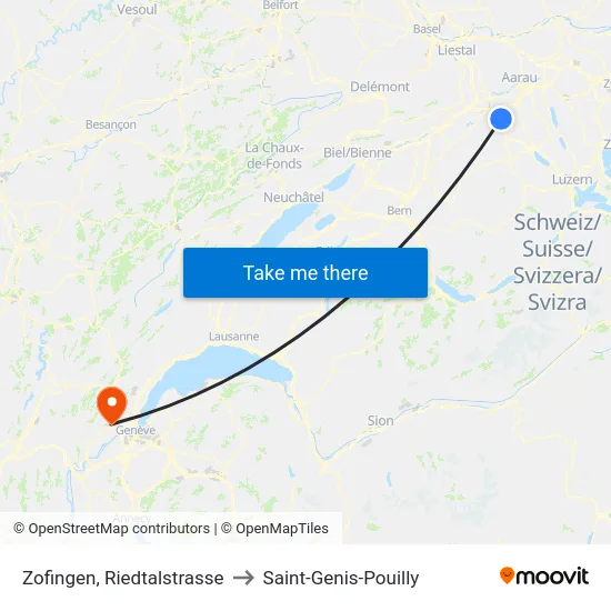 Zofingen, Riedtalstrasse to Saint-Genis-Pouilly map