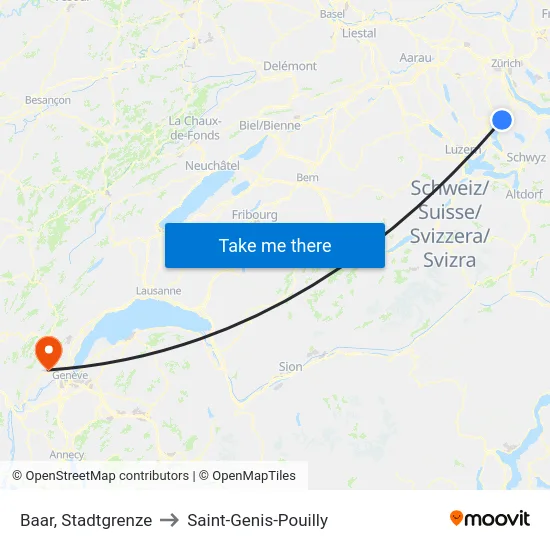 Baar, Stadtgrenze to Saint-Genis-Pouilly map
