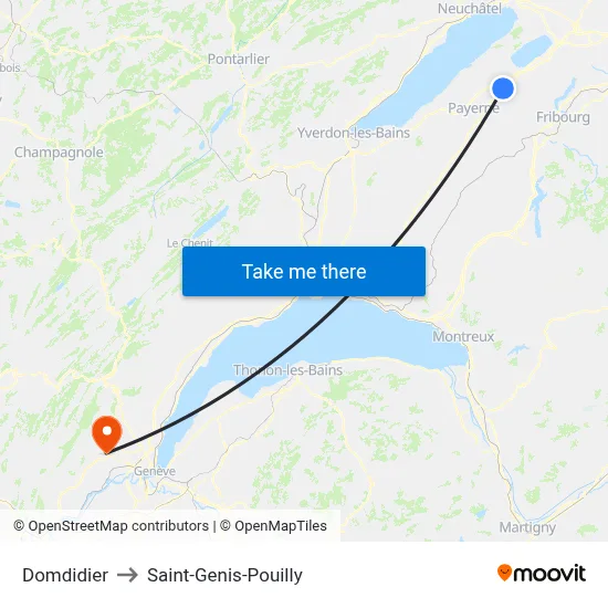 Domdidier to Saint-Genis-Pouilly map