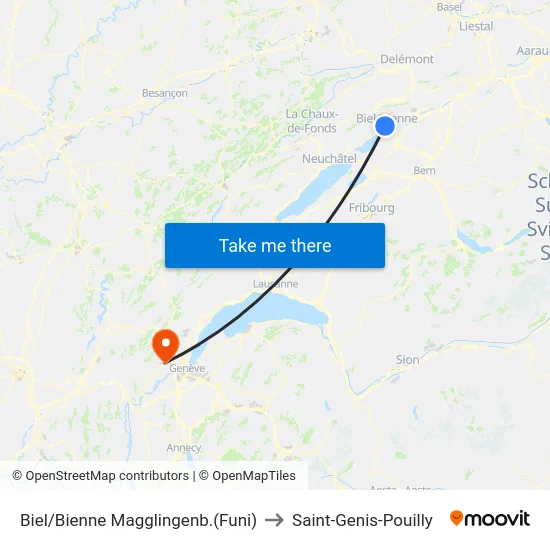 Biel/Bienne Magglingenb.(Funi) to Saint-Genis-Pouilly map