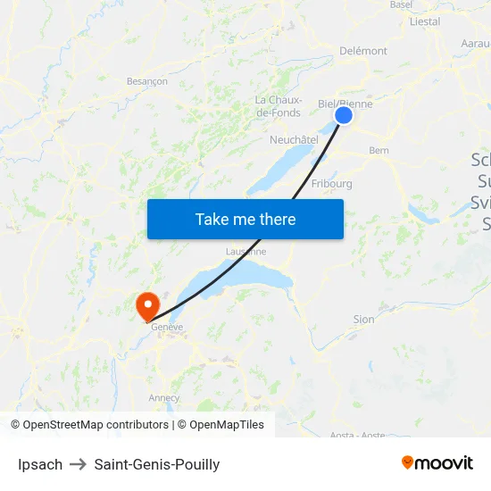 Ipsach to Saint-Genis-Pouilly map