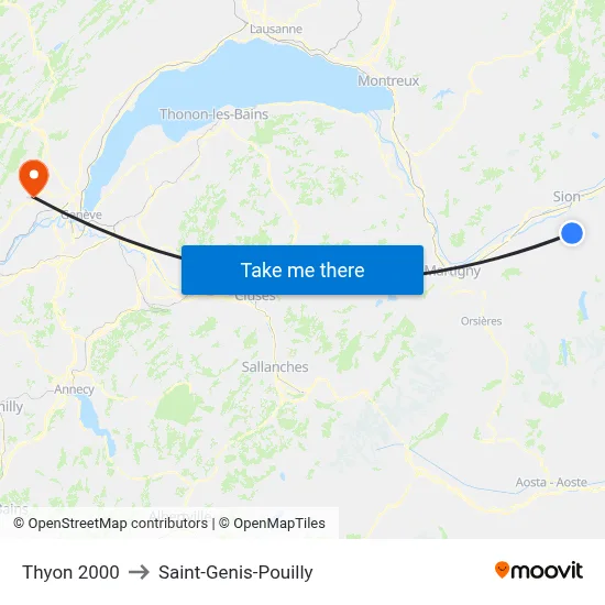Thyon 2000 to Saint-Genis-Pouilly map