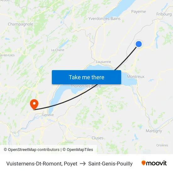 Vuisternens-Dt-Romont, Poyet to Saint-Genis-Pouilly map
