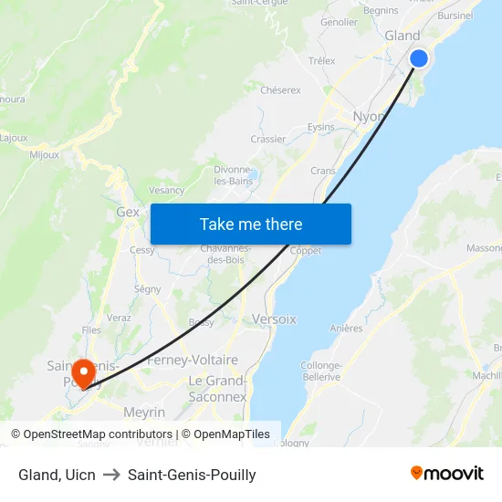 Gland, Uicn to Saint-Genis-Pouilly map