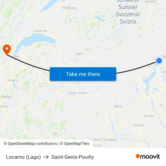 Locarno (Lago) to Saint-Genis-Pouilly map