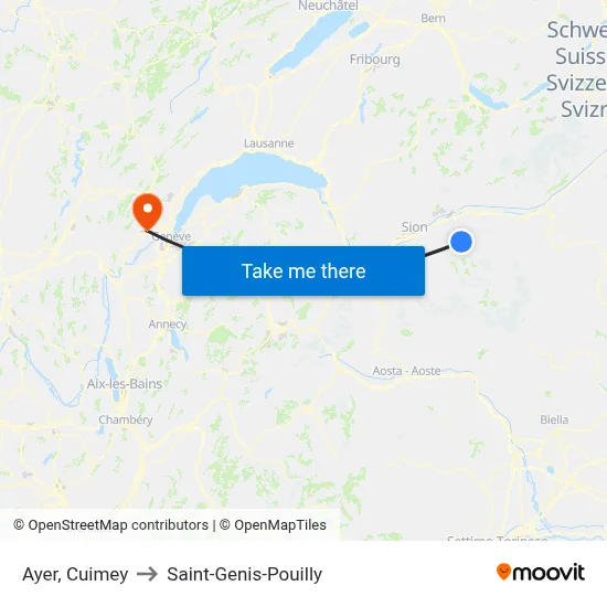 Ayer, Cuimey to Saint-Genis-Pouilly map