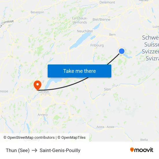 Thun (See) to Saint-Genis-Pouilly map