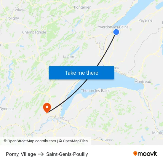 Pomy, Village to Saint-Genis-Pouilly map